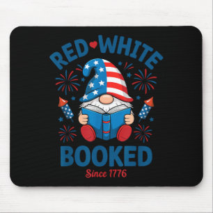 Red White Booked Firework Patriotic Reader Mouse Mat