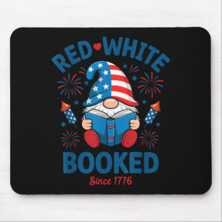 Red White Booked Firework Patriotic Reader Mouse Mat