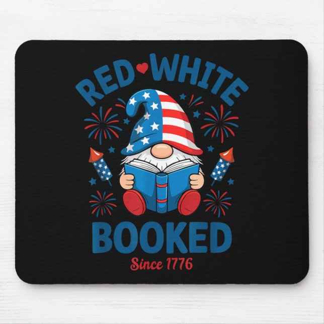 Red White Booked Firework Patriotic Reader Mouse Mat (Front)