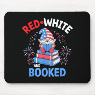 Red White Booked Patriotic Reader American Flag Mouse Mat