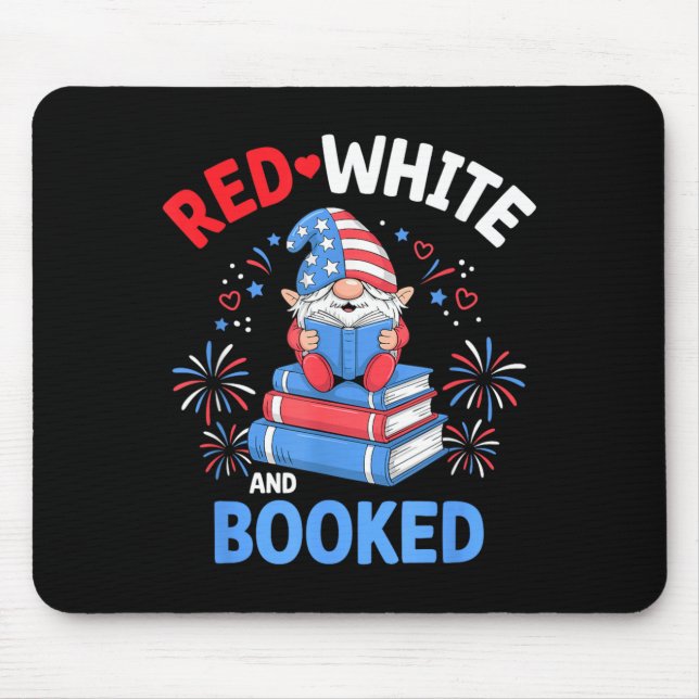 Red White Booked Patriotic Reader American Flag Mouse Mat (Front)
