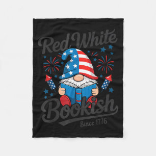 Red White Bookish Since 1776 Gnome Reader Fleece Blanket