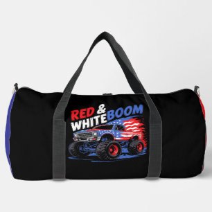 Red White Boom Monster Truck Duffle Bag