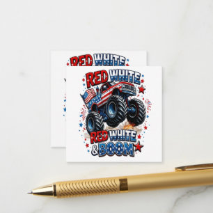 Red White Boom Monster Truck Enclosure Card