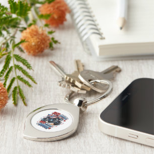 Red White Boom Monster Truck Key Ring