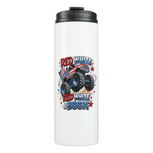 Red White Boom Monster Truck Thermal Tumbler