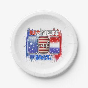 Red, White & Booz 4th Of July Paper Plate