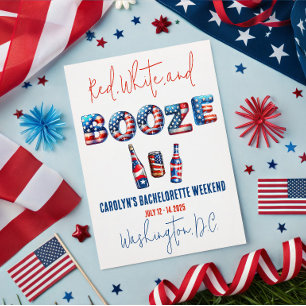 Red, White & Booze, Patriotic Bachelorette Party Invitation