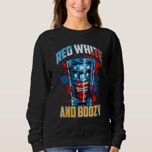 Red White & Boozy Patriotic American Whiskey Drink Sweatshirt