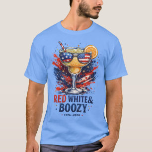 Red White Boozy Patriotic Margarita Fourth Of July T-Shirt