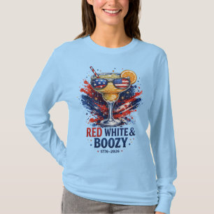 Red White Boozy Patriotic Margarita Fourth Of July T-Shirt