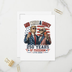 Red White Boozy Trump George Washington 250 Invitation Postcard