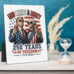 Red White Boozy Trump George Washington 250 Plaque