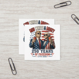 Red White Boozy Trump George Washington 250 Square Business Card
