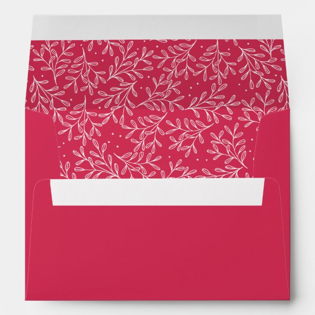 Red White Botanical Baby Birth Announcement  Envelope (Back (Bottom))