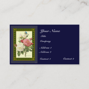 Red White Botanical Roses Custom Business Cards