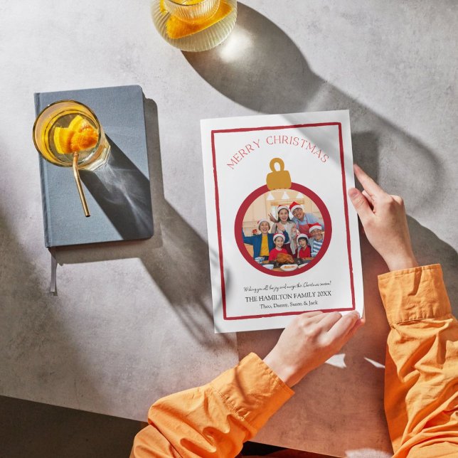 Red & White Bow Coquette Christmas Photo Card  (Creator Uploaded)