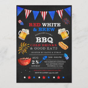 Red White & Brew 4th of July BBQ Invitation