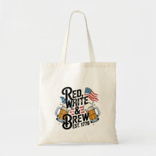 Red White & Brew Est 1776 4Th of July 250th USA Tote Bag