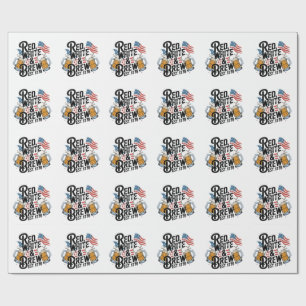 Red White & Brew Est 1776 4Th of July 250th USA Wrapping Paper