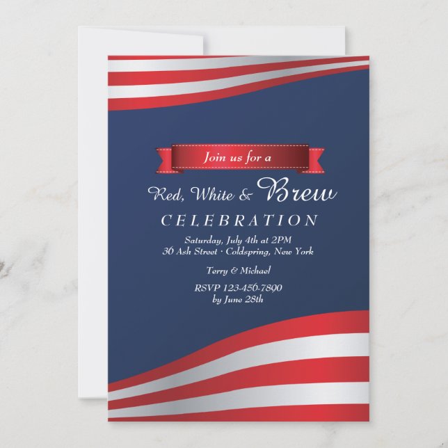 Red, White & Brew Invitation (Front)
