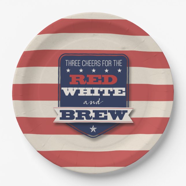 Red White & Brew Patriotic Paper Plate (Front)