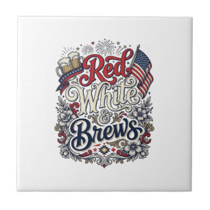Red White & Brews Patriotic Beer Shirt Design_1 Tile