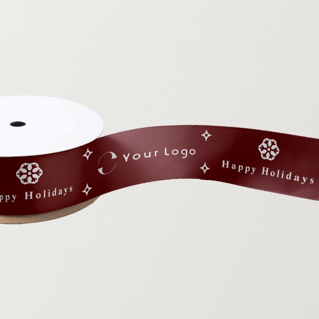 Red White Business Logo Christmas Snowflake Star S Satin Ribbon (Creator Uploaded)