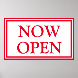 Red White Business Now Open Poster