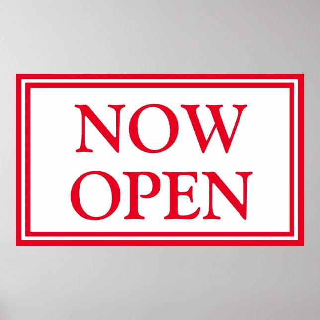 Red White Business Now Open Poster (Front)