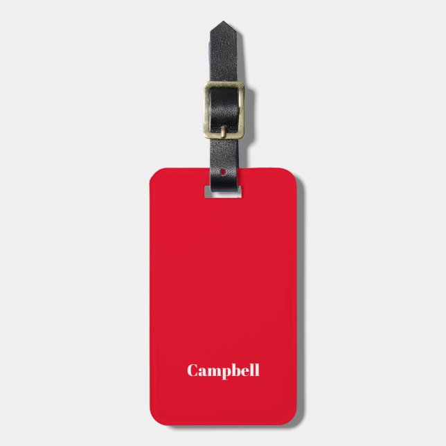 Red white business sharp acrylic luggage tag (Front Vertical)