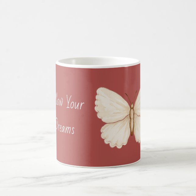 Red White Butterfly Dreams Coffee Mug (Center)