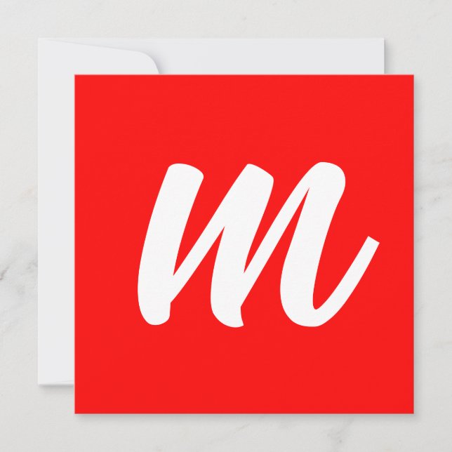 Red White Calligraphy Monogram Initial Letter (Front)