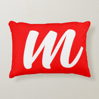 Red White Calligraphy Monogram Initial Letter Decorative Cushion
