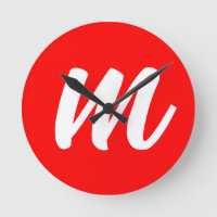 Red White Calligraphy Monogram Initial Letter