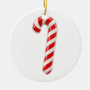 Red White Candy Cane Christmas Ceramic Tree Decoration