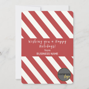 RED WHITE CANDY CANE HAPPY HOLIDAYS LOGO XMAS CARD