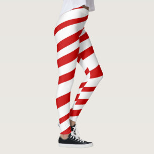 Red White Candy Cane Stripes Christmas Holidays Leggings