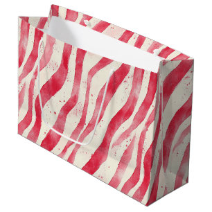 Red White Candy Cane Stripes Christmas Large Gift Bag