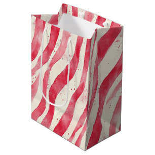 Red White Candy Cane Stripes Christmas Medium Gift Bag