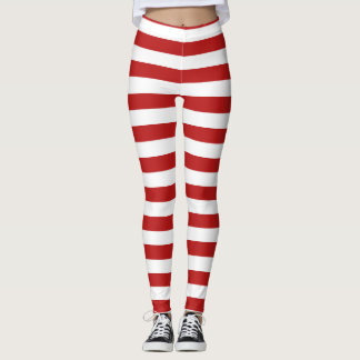 red white candy cane stripes christmas pattern leggings