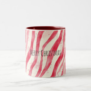 Red White Candy Cane Stripes Christmas Two-Tone Coffee Mug