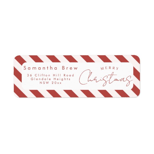 Red & White Candy Cane Stripes Merry Christmas (Front)