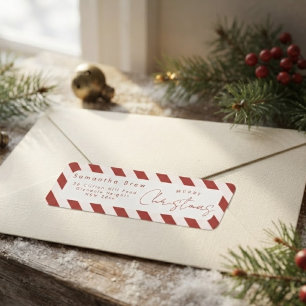 Red & White Candy Cane Stripes Merry Christmas