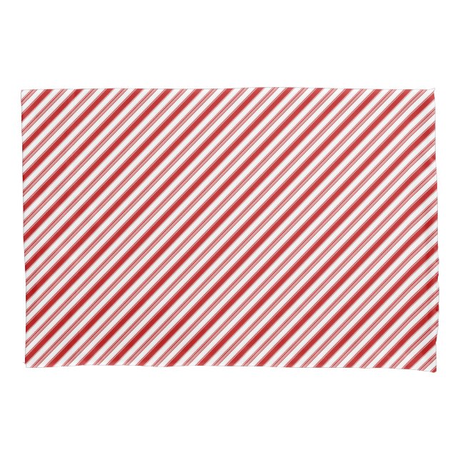 Red & White Candy Cane Stripes (small scale) Pillowcase (Front-Left)