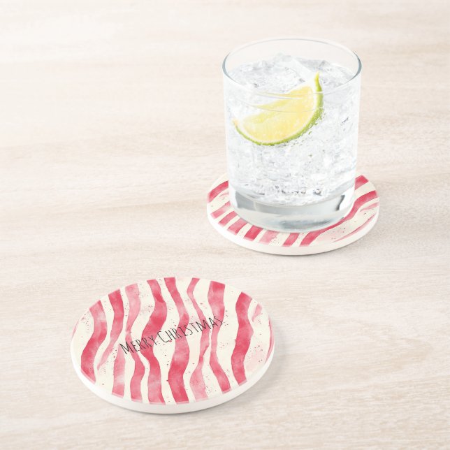 Red White Candy Canes Christmas   Coaster (Side)