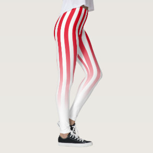 Red White Candy Stripe Fade Pattern Leggings