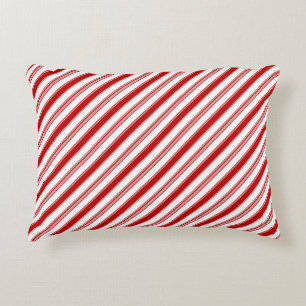 Red & White Candy Stripes (small scale) Decorative Cushion