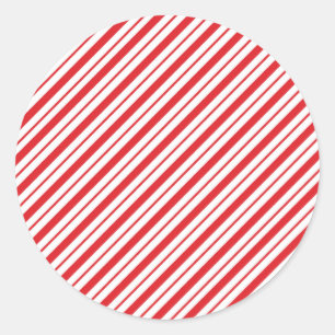 Red White Candycane Stripes Holiday Christmas Classic Round Sticker