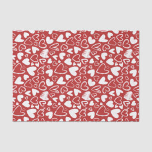 Red White Chalk Heart Cute Pattern Valentine's Day Tissue Paper